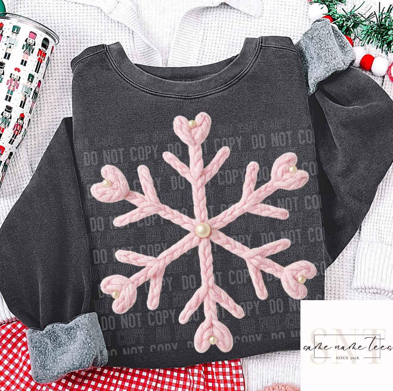 Pink Snowflake Pearl Faux Yarn