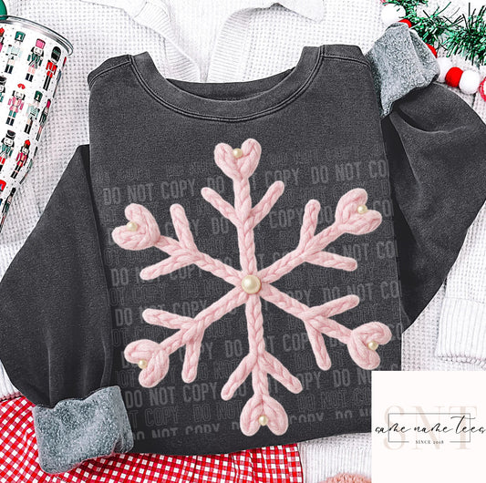 Pink Snowflake Pearl Faux Yarn